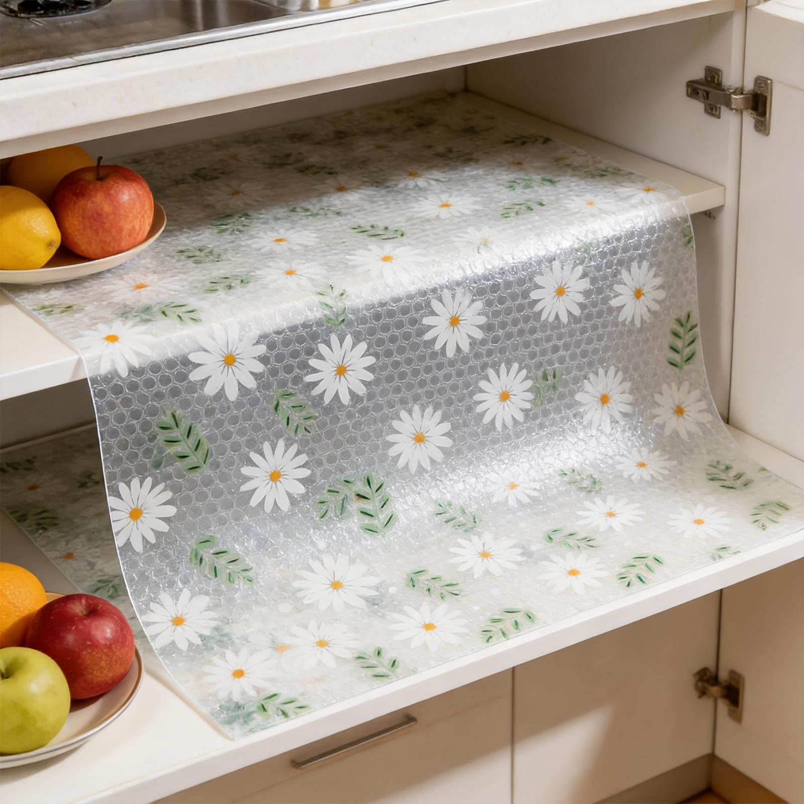 1pc Of Green Daisy Drawer Mat, Refrigerator Mat, Cabinet Storage Mat, Moisture-Proof And Non-Slip 30X100 Cm зелёный/белый