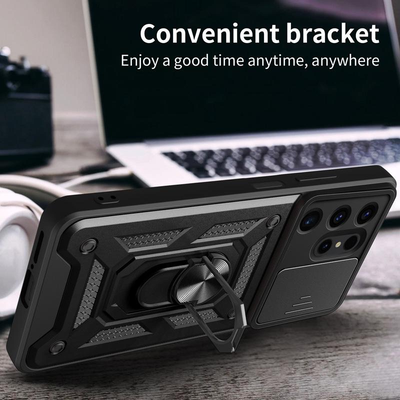 Applicable to Samsung s24U window push goggles ring mobile phone case s24P car bracket cis armor anti-drop cover wholesale