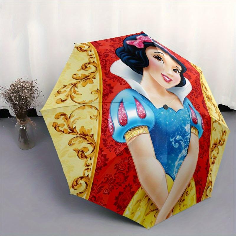 1pc Snow White Automatic Folding Umbrella, 8-Rib Portable & Foldable Design, Highqualityy0722051