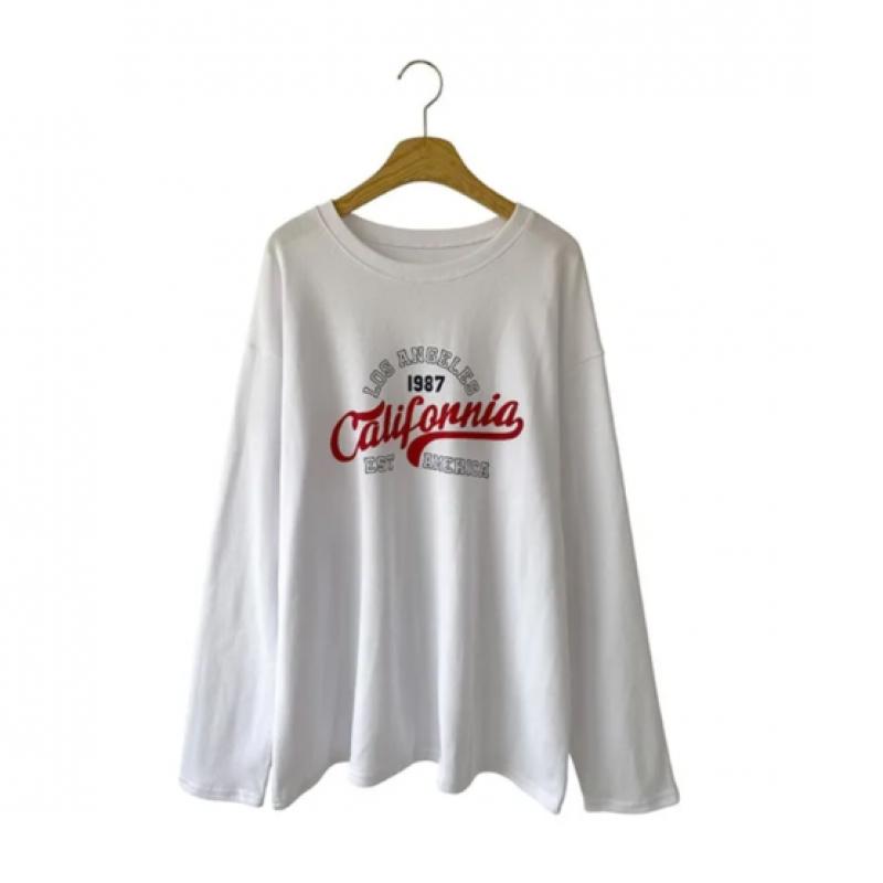 New Arrivals Open Run Women Loose FiT Long Sleeve T shirT Casual leTTering