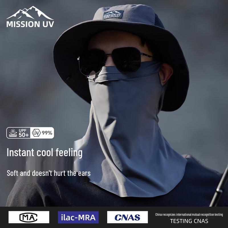MISSION Men s UV Ice Silk Cycling Sun Protection Face Mask темно серый