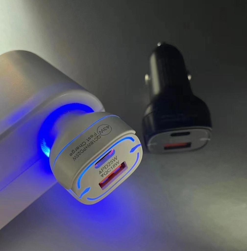 PD25W Dual Port Fast Car Charger for Xiaomi, Huawei, Apple – Cigarette Lighter Adapter