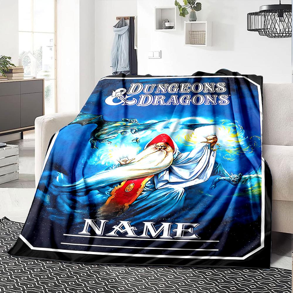 Customiz Name Personality Dungeons & Dragons (4) Blanket Soft &Warm Sofa Office Bed Travel Lunch Break Blanket, Gift Suitable for All Seasons