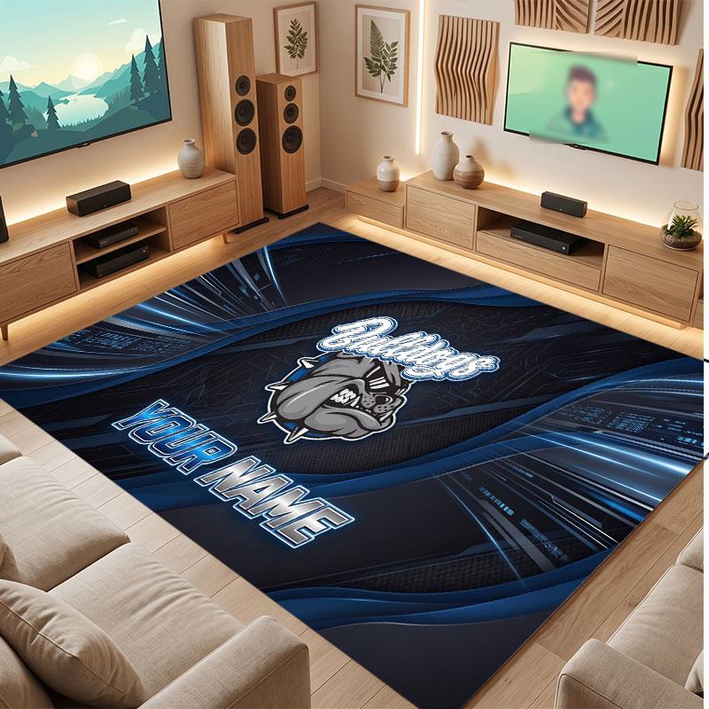 Canterbury-Bankstown Bulldogs Personalized Crystal Velvet Carpet, Customized Name Text Soft Anti‑Slip Rug for Living Room Bedroom