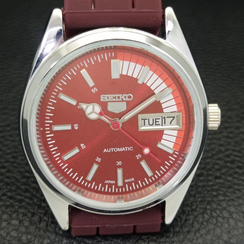 VINTAGE REFURBISHED SEIKO 5 AUTOMATIC 6309A JAPAN MENS RED DIAL WATCH A440855-4