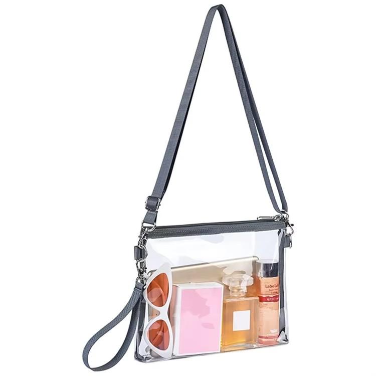 

Yogodlns Популярная простая прозрачная сумка через плечо из ПВХ, универсальный кошелек с ключом для телефона, сумка через плечо с нулевым кошельком 25x20cm серый
