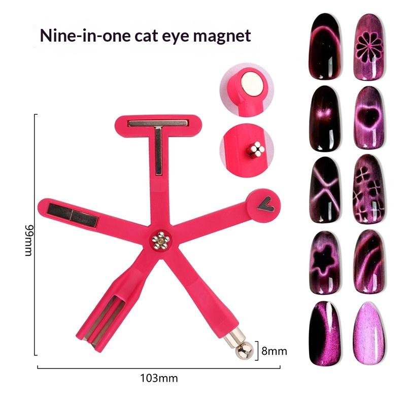 9-IN-1 Strong Magnetic Stick For Cat Eye Gel Polish Nail Magnet Tool Magnet Pen Nails Art Design Glitter Effect Manicure Tools