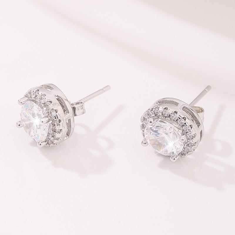 Delicate Small Round Stud Earrings Women With Shiny Cubic Zirconia Simple Versatile For Teens Fashion Jewelry
