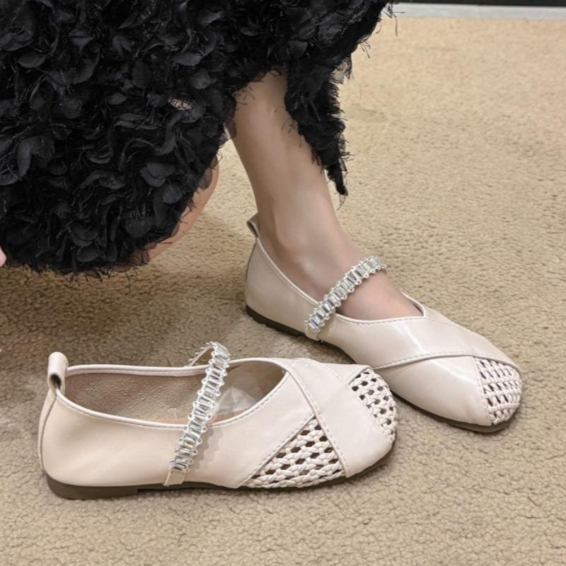 Fashion Crystal Women Hollow Flats Soft Shoes Designer Luxury Shallow 2025 Autumn Sandals Fashion Casual Sneakers Running Zapatos Mujer