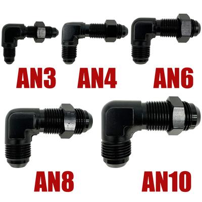 AN3 AN4 AN6 AN8 AN10 Male To Male 90 Degree Fuel Hose Pipe Flare Bulkhead Adapter Aluminum Fitting with Nut For Tab or Wirewall