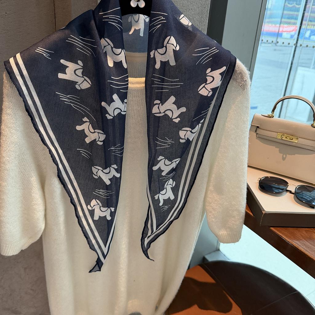 Women Casual All Match Printed Triangle Neck Scarf Fashion Decorative Neck Accessory