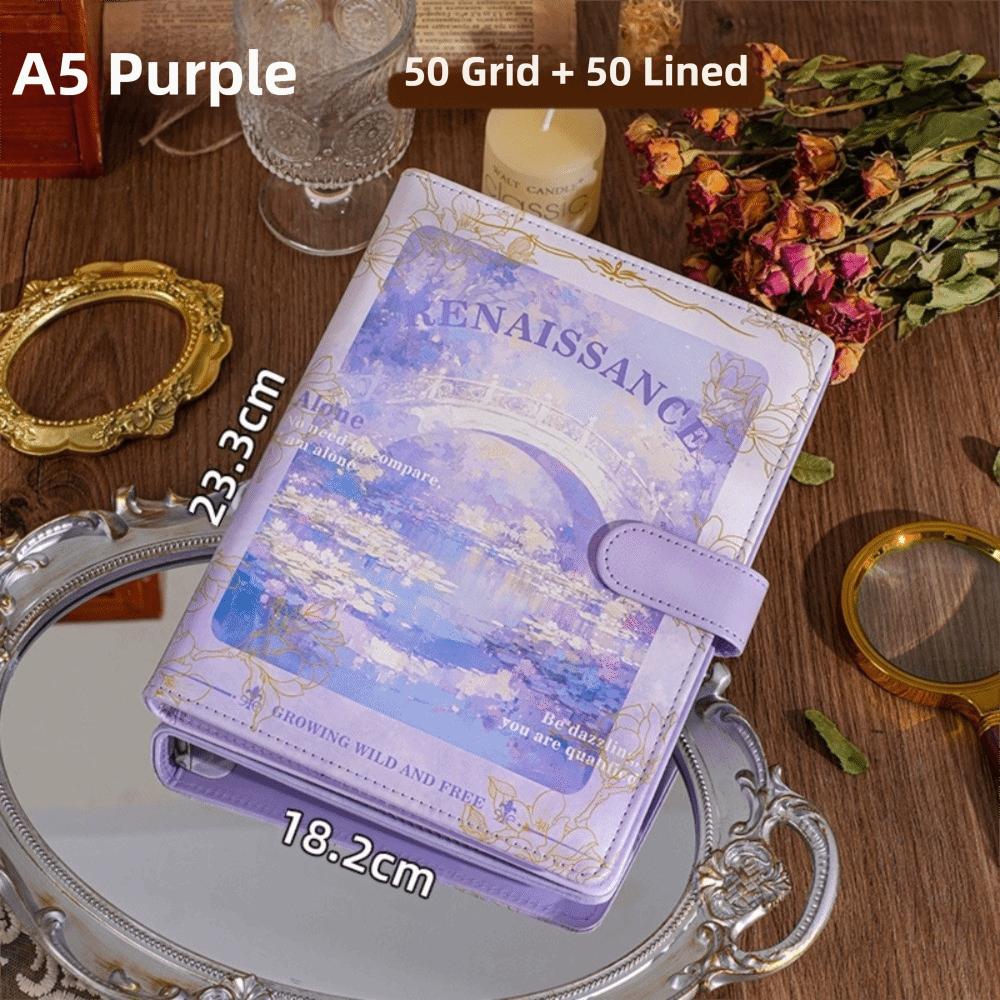 Retro Oil Painting Binder Notebooks A5 Student Notebook Trendy Refillable Notebook  for Student