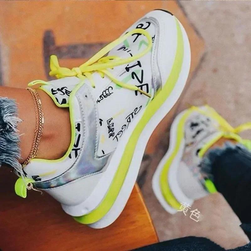 

Модные женские кроссовки на платформе с толстой подошвой, весенние женские повседневные кроссовки из вулканизированной кожи оранжевого цвета, большой размер 43, женская обувь Zapatos 43 жёлтый