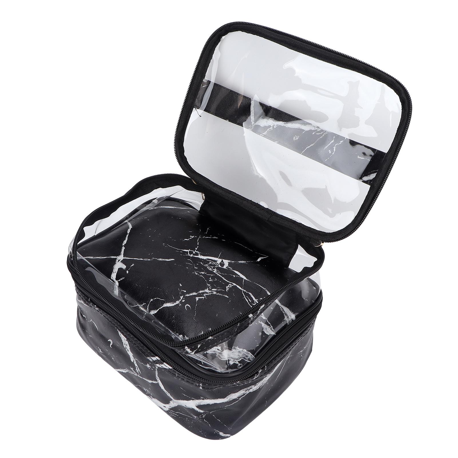 

Double Layer Cosmetic Bag Transparent Large Capacity Makeup Bag High Load Capacity PVC Carry Travel Makeup Bag for