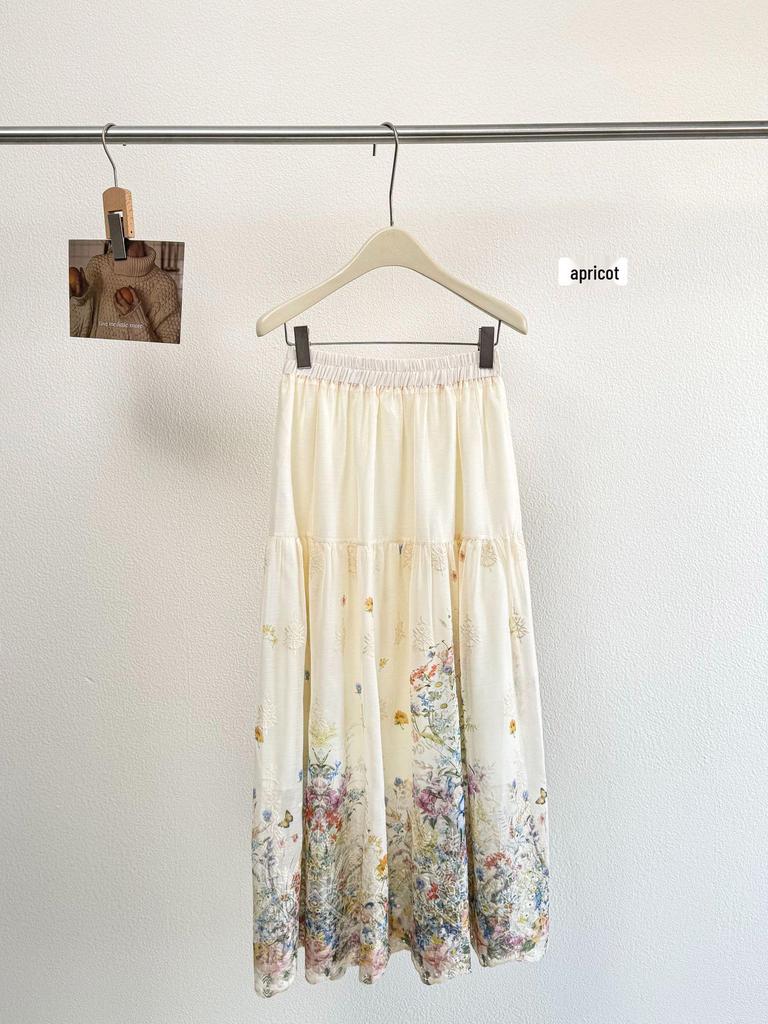 Damen 2026 Frühling/Sommer A-Linie Floral Lochstickerei Langer Rock