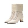 New winter wool middle boots thick heel pointed women's fashion high-end socks boots short boots women's middle heel