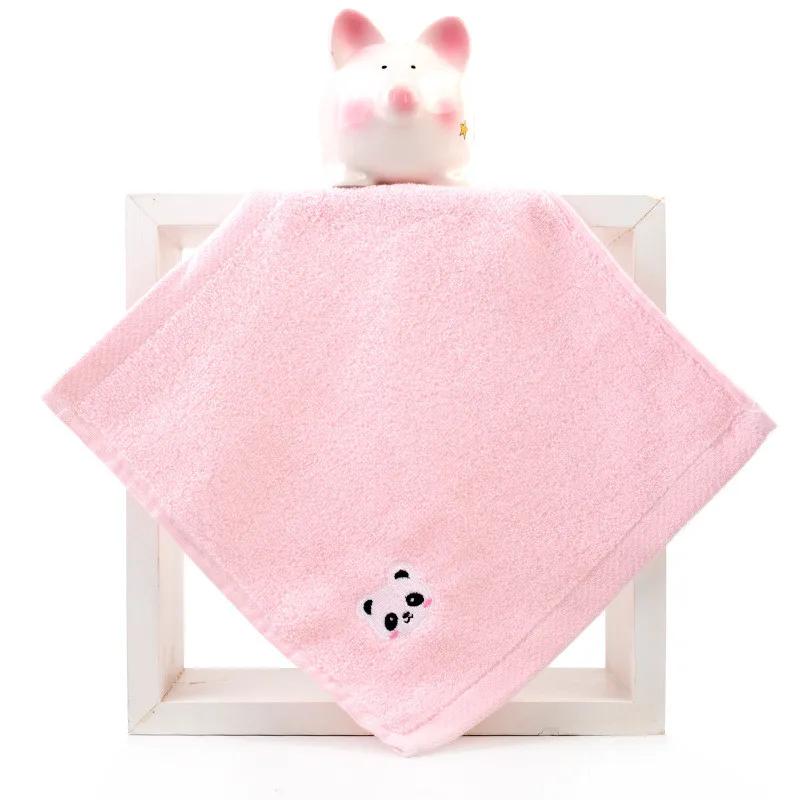 1Pc 25x25cm Small Square Face Towel Cartoon Embroidered Cotton Baby Child Kids Water Absorbent Soft Washcloth