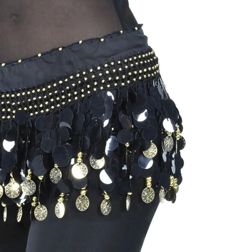 Thaïlande/Inde/Danseuse Arabe Jupe à Sequins et Franges Femmes Sexy Danse du Ventre Foulard de Hanche Ceinture Enroulable Jupe de Danseuse Costumes de Spectacle Féminins