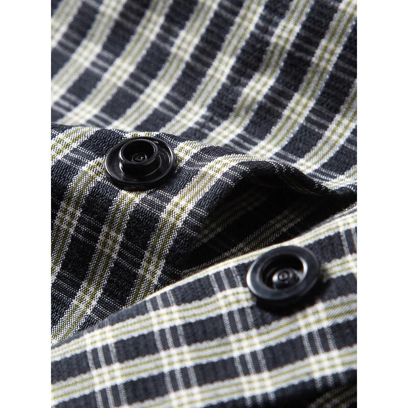 GXG Men's Black and White Plaid Pocket Long-Sleeve Casual Shirt