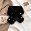Women's Korean Style Imitation Rex Rabbit Fur Scarf - Versatile Autumn & Winter Thick Warm Pearl Cross Neck Warmer.