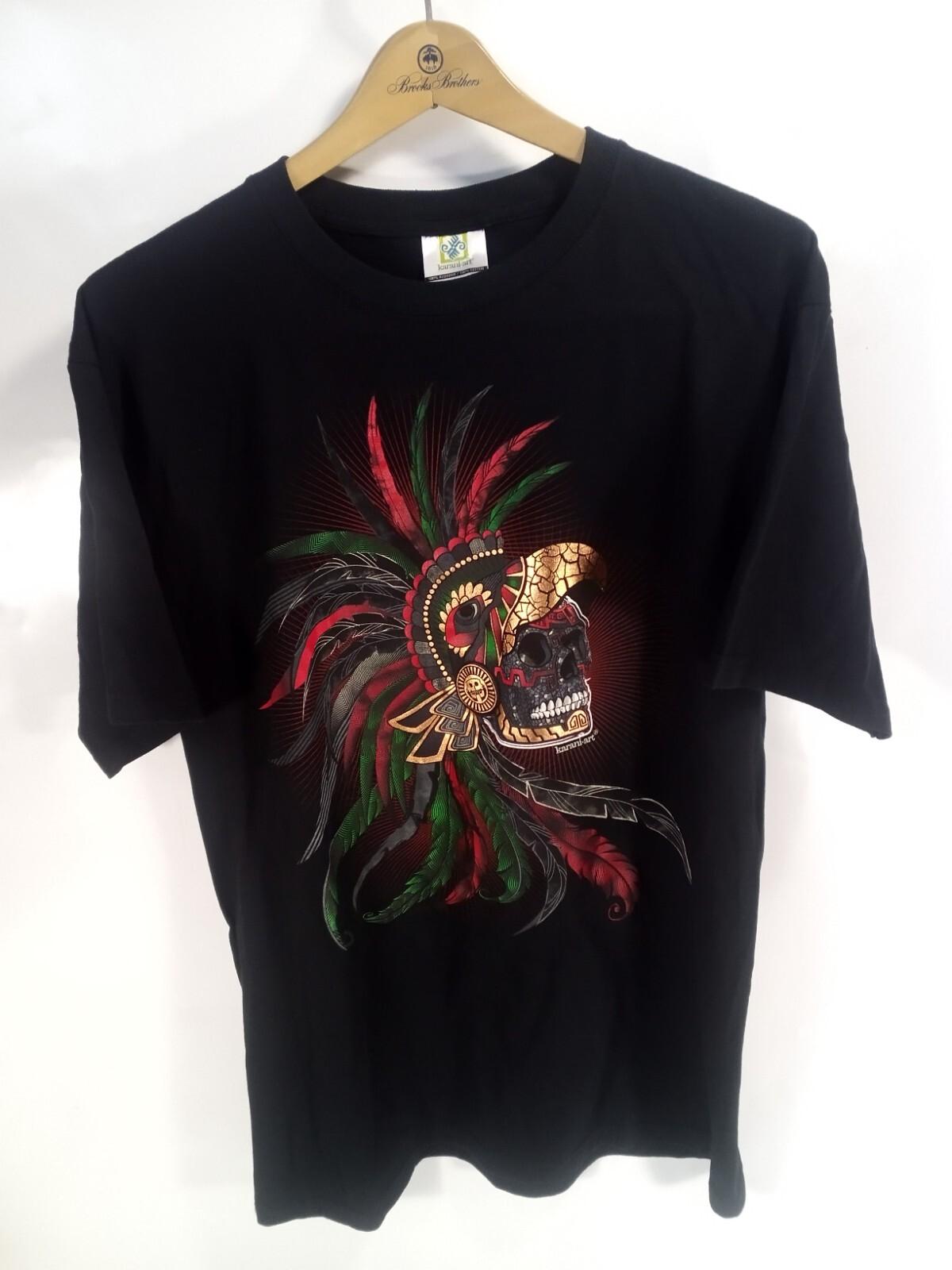 Karani-art Skull T Shirt Chiapas Mexico Black Men s Large S разноцветный