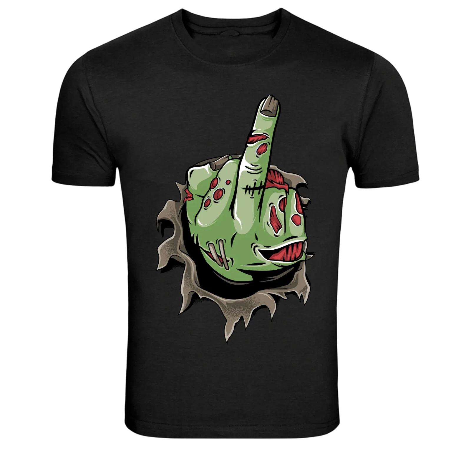 Zombie Hand Middle Finger Horror Graphic T-Shirt S