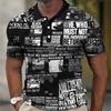 Retro Newspaper Pattern 3D Digital Printing Men's Comfortable Polo Shirt