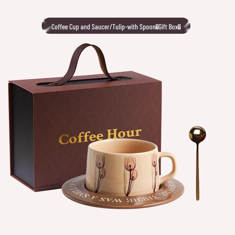 

Ceramic Coffee Cup & Saucer Gift Set 1 Cup with Spoon