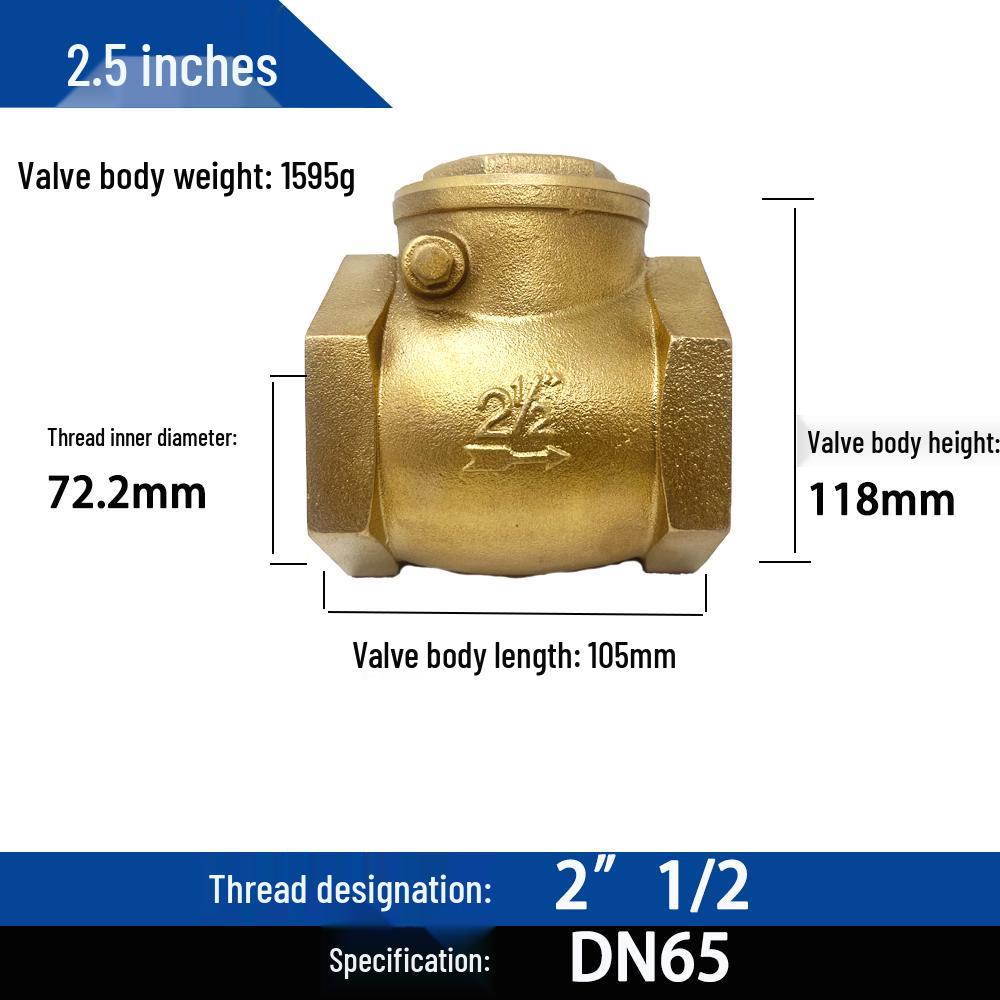 All-Copper High-Temp Horizontal Check Valve, 1/2" & 3/4" Sizes, Steam Heating Boiler Non-Return Valve