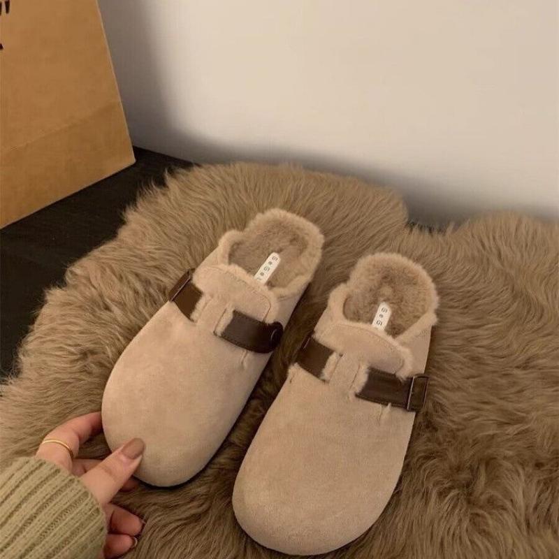 

Birkenstocks women s velvet warm bag head half slippers 2024 new autumn and winter lazy people pedal Birkenstocks cotton slippers 35