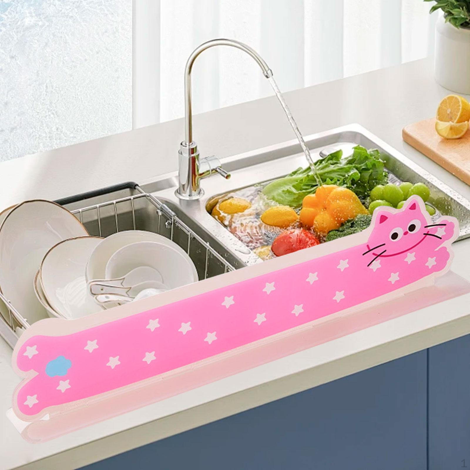 

Acrylic Sink Guard Gadget Home Decor Multipurpose Splatter Divider Water Protector for Kitchen Dish Pink