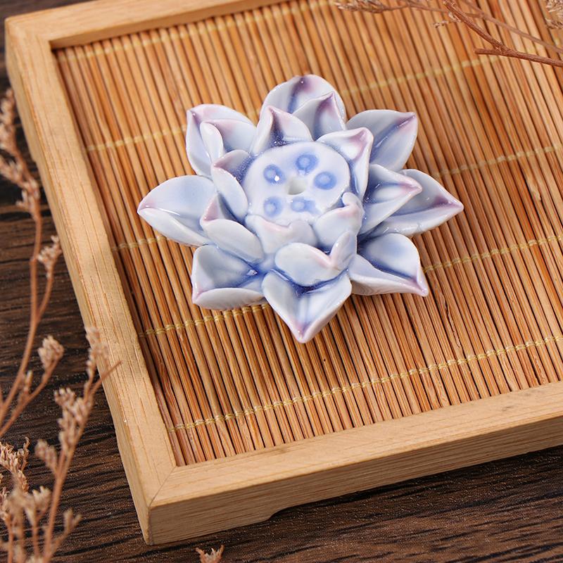 Ceramic Incense Burner Lotus Incense Stick Holder Ceramics Nasturtium Sandalwood Incense Burner For Home Office Decoration