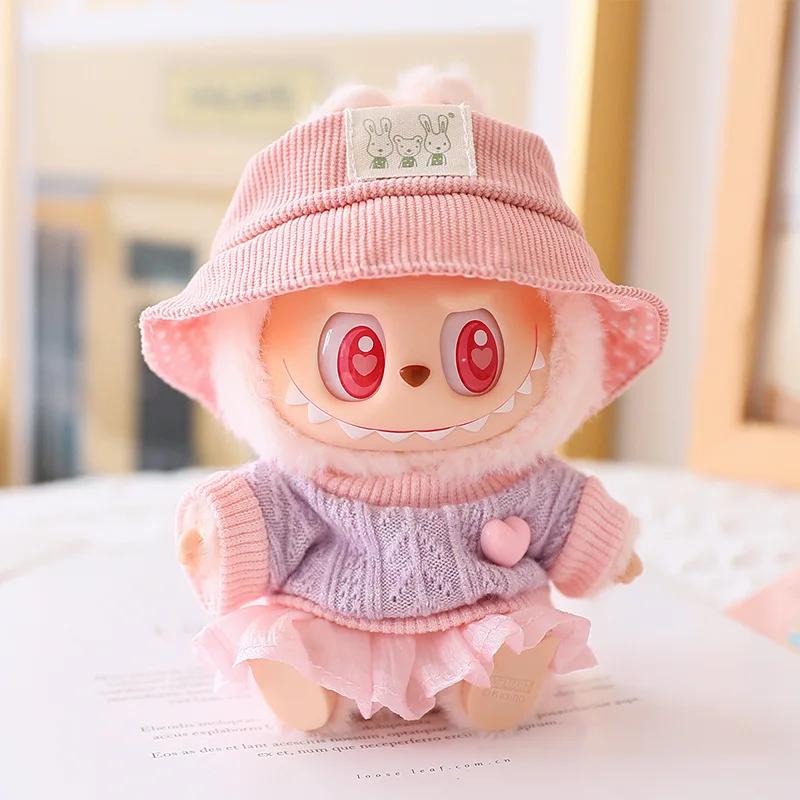 Labubu Sweater JK Dress Set Cozy Outfit for 17cm Vinyl Dolls Trendy Schoolgirl