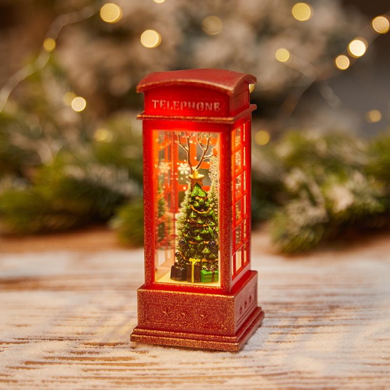 Christmas Chestnut Telephone Booth Christmas Desktop Decoration Luminous Telephone Booth Creative Night Light Christmas Gifts