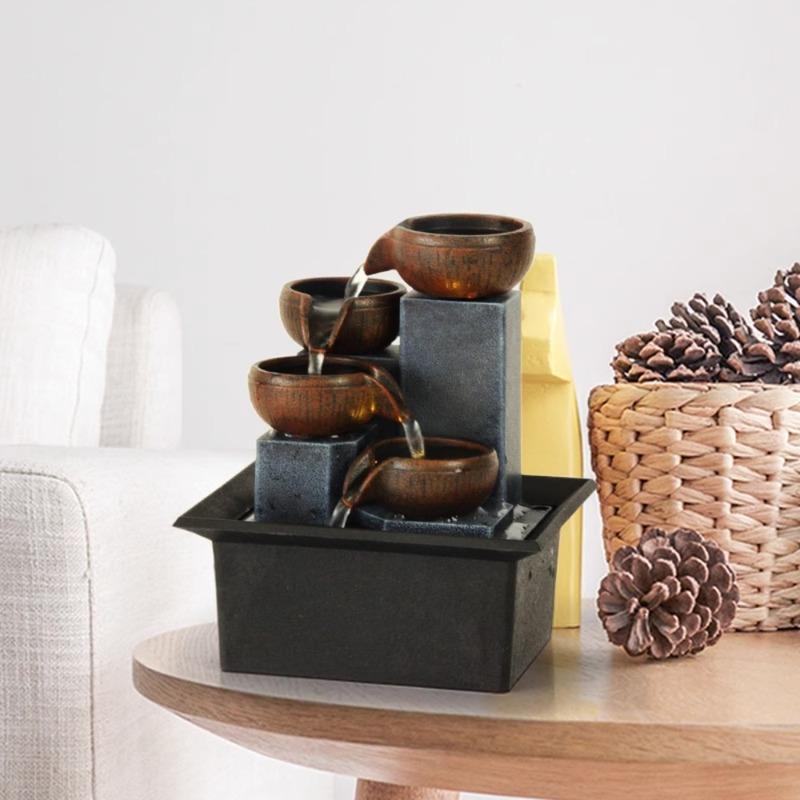 Feng Shui Small Desktop Fountain Water Ornaments Circulating Water Living Room TV Cabinet Hotel Office Decorations Opening Gift