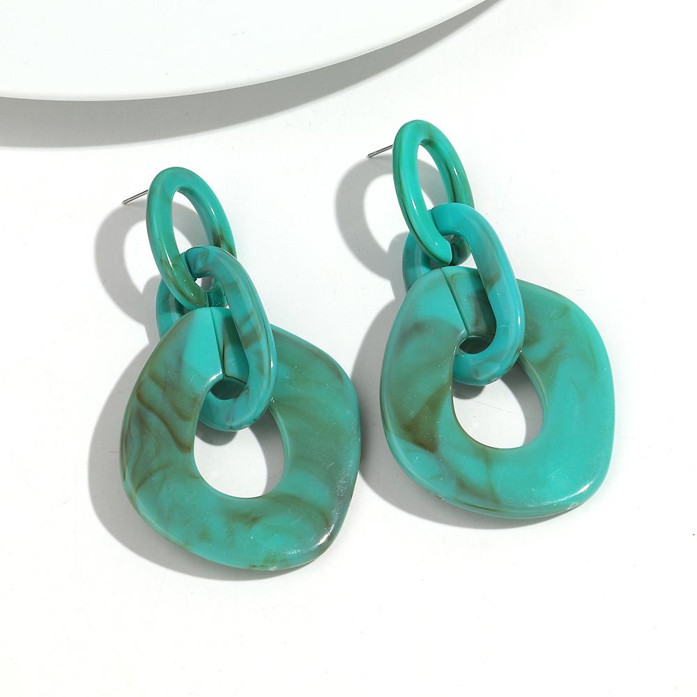 New Leopard Acrylic Big Link Chain Long Earrings for Women Exaggerated Irregular Geometric Drop Earring Statement Jewelry Gifts