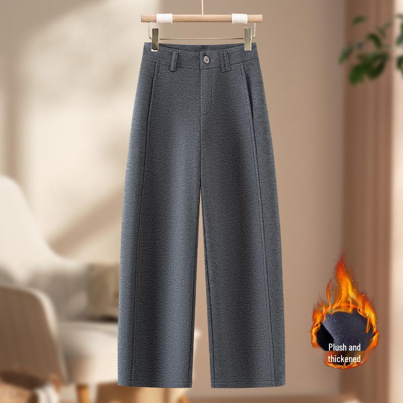 

Popular Douyin-Style Lambswool Velvet Pants for Petite Women: Straight, Bootcut, Wide-Leg Options for Autumn/Winter M серый
