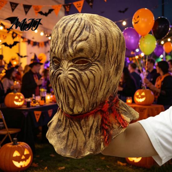 Flexible Horror Masque Scarecrow Halloween Latex Adult Full Head Cosplay Scary Costume for Party Masquerade