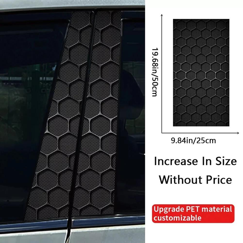 2x For Honeycomb Auto B-Pillar Waterproof Decal Diy 50X25cm Auto Door Post Sticker Exterior Accessories