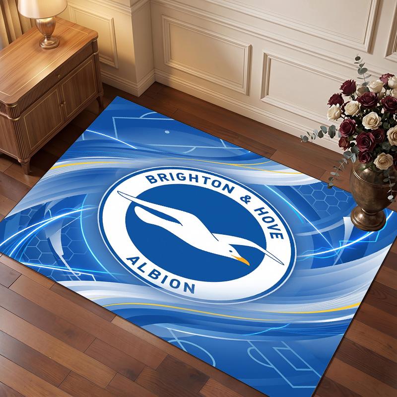 Brighton & Hove Albion Football Print Crystal Velvet Rug, Comfortable Water Absorbent Non Slip Indoor Floor Carpet