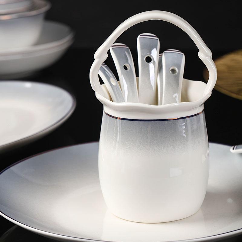 High-End Modern Gold-Edged Dinnerware Set: Simple Luxury Bowls, Plates, and Chopsticks