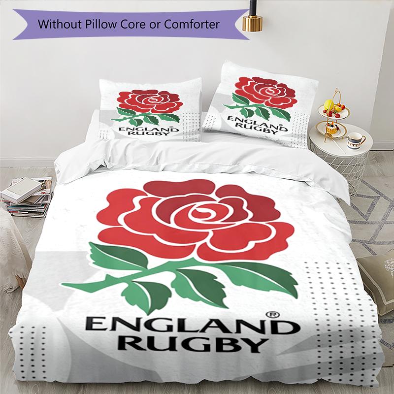 Set Biancheria da Letto Rugby Inghilterra 3 Pezzi Copripiumino Chiusura Include 1 Copripiumino & 2 Federe, Morbido e Confortevole per Tutte le Stagioni.