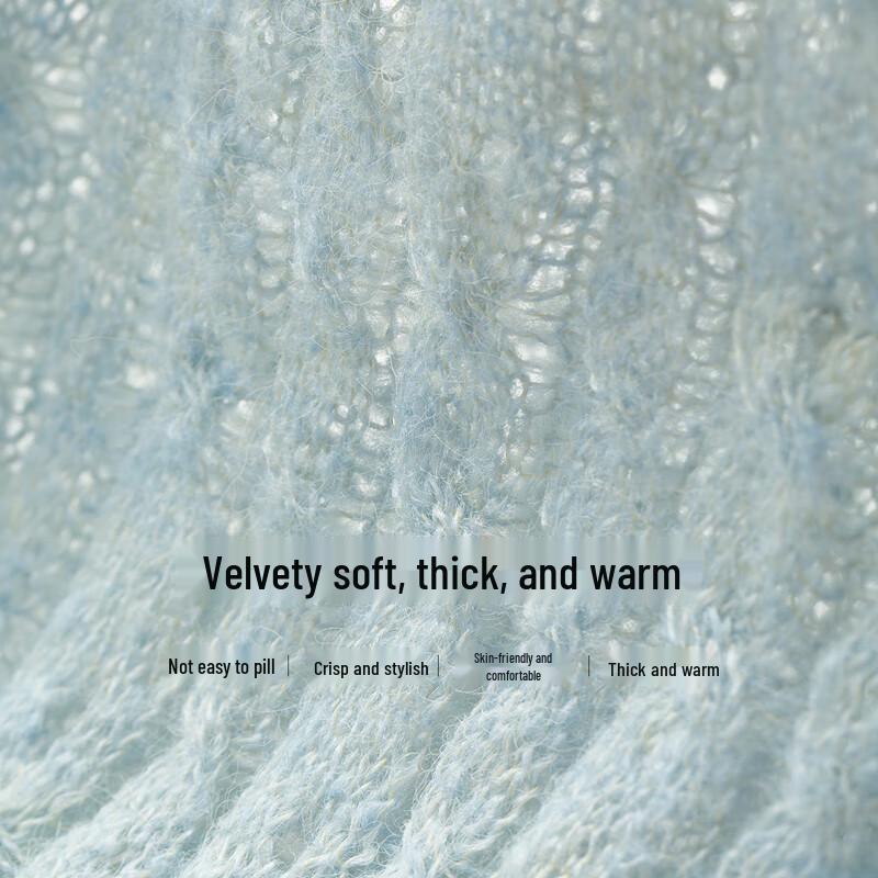 Chuyu Damen Aurora Stil Mohair Strick Lochmuster Cardigan