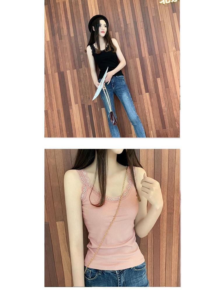 Women's Slim-Fit Lace Splicing Backless V-Neck Camisole