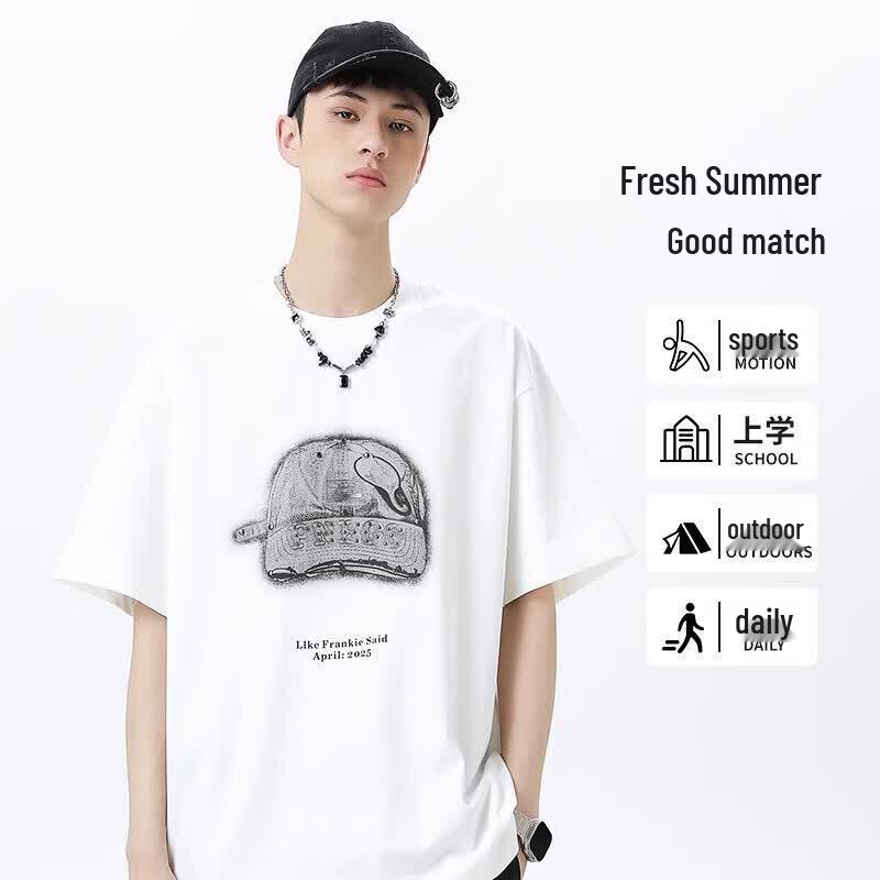 Boys Letter Print Summer Short Sleeve T-Shirt 170 белый