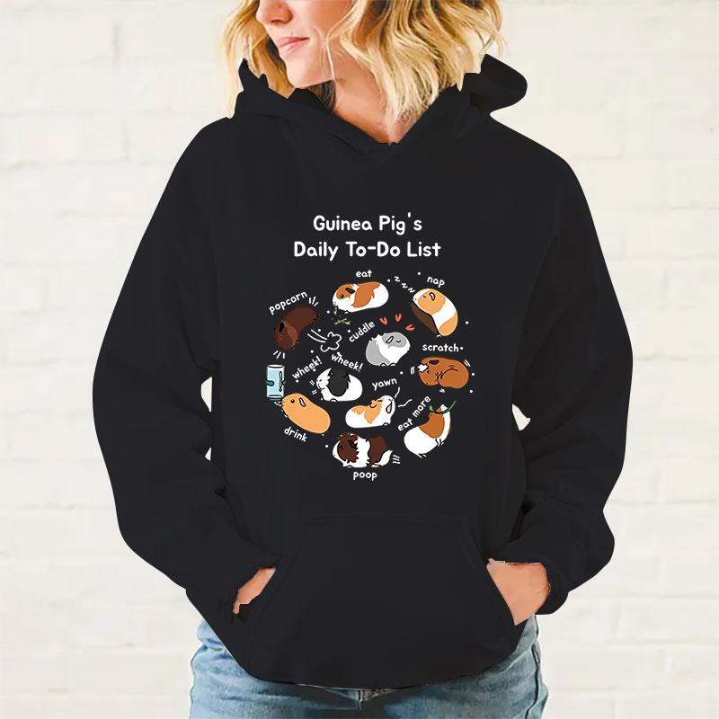 Funny Guinea Pig Daily To Do List Print Hoodie Fashion Women Men Casual Pullover Hoodies Ladies Sweatshirt
