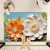 Floor Mat 3D Visual Effect Flower Pattern Non-Slip Backing Rug Living Room Bedroom Hallway Entryway Playroom Decor