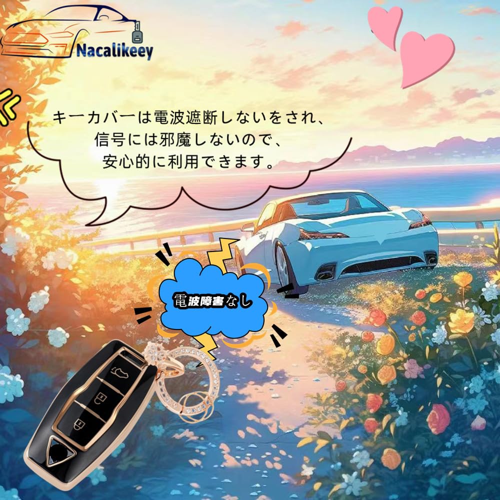 Nacalikeey Cute Key Case, Snow Key Holder, Key Case, Sparkle, Key Cover, Gorgeous Style, Black