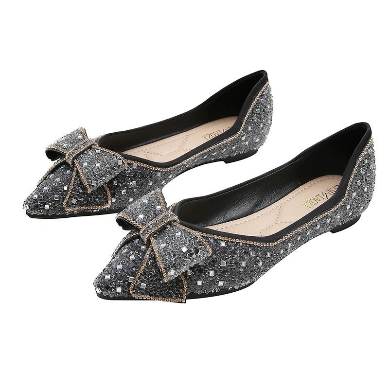 Fashion Luxury pointed single shoe women's 2024 new shallow mouthed versatile soft sole French flat shoes large women's shoes 41-43