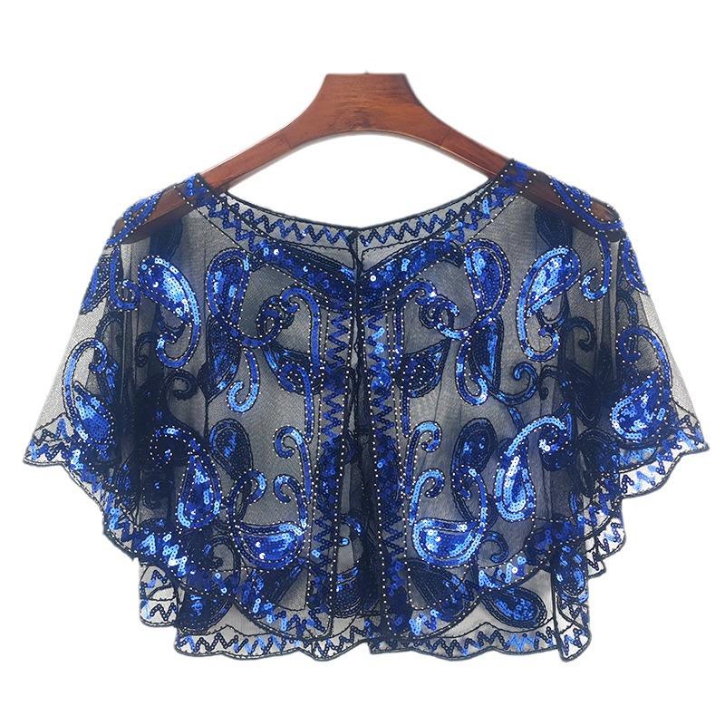 Sciarpa in Rete Ricamata con Paillettes Taglie Forti – Giacca Corta Estiva Donna Protezione Solare